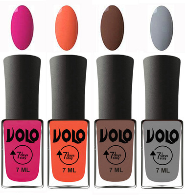 

Volo Ultra Lasting HD Shine Awesome Nail Polish Combo Magnta, Neon Orange, Brown, Light Grey(Pack of 4)