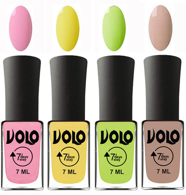 

Volo Ultra Lasting HD Shine Awesome Nail Polish Combo Light Pink, Yellow, Parrot Green, Light Nude(Pack of 4)