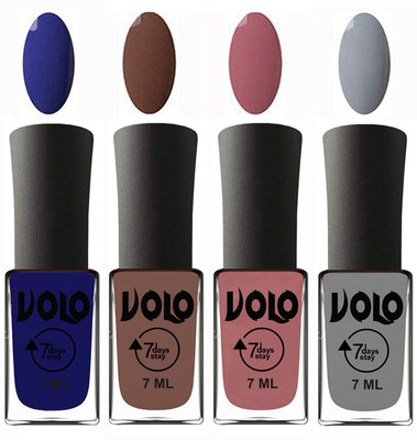

Volo Ultra Lasting HD Shine Awesome Nail Polish Combo Navy Blue, Brown, Chocolate Peach, Light Grey(Pack of 4)