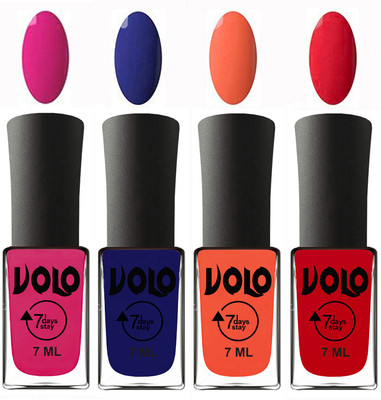 

Volo Ultra Lasting HD Shine Awesome Nail Polish Combo Magnta, Navy Blue, Neon Orange, Redish Orange(Pack of 4)