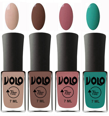 

Volo Ultra Lasting HD Shine Awesome Nail Polish Combo Light Nude, Brown, Chocolate Peach, Radium Green(Pack of 4)