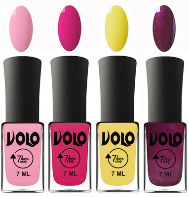 

Volo Ultra Lasting HD Shine Awesome Nail Polish Combo Light Pink, Magnta, Yellow, Wine(Pack of 4)