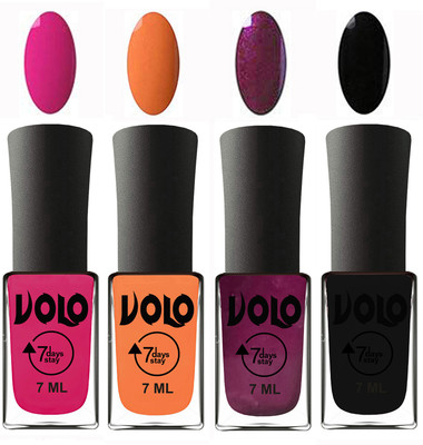 

Volo Ultra Lasting HD Shine Awesome Nail Polish Combo Magnta, Peach, Wine, Black(Pack of 4)