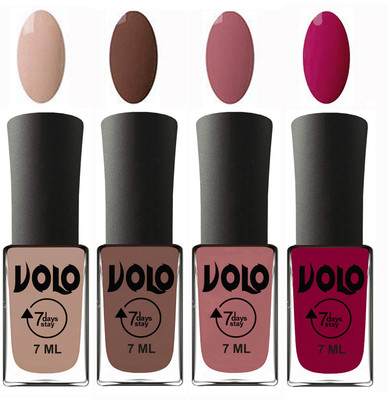 

Volo Ultra Lasting HD Shine Awesome Nail Polish Combo Light Nude, Brown, Chocolate Peach, Magnta(Pack of 4)