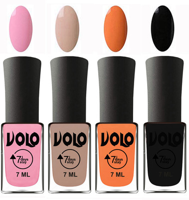 

Volo Ultra Lasting HD Shine Awesome Nail Polish Combo Light Pink, Light Nude, Peach, Black(Pack of 4)