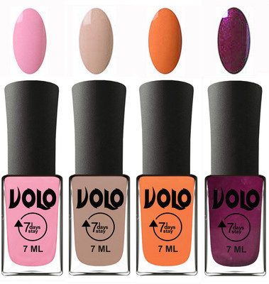 

Volo Ultra Lasting HD Shine Awesome Nail Polish Combo Light Pink, Light Nude, Peach, Wine(Pack of 4)