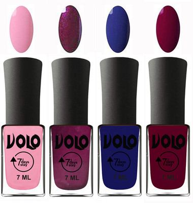 

Volo Ultra Lasting HD Shine Awesome Nail Polish Combo Light Pink, Wine, Navy Blue, Wine Maroon(Pack of 4)