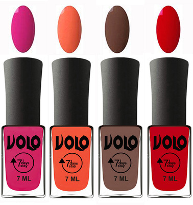 

Volo Ultra Lasting HD Shine Awesome Nail Polish Combo Magnta, Neon Orange, Brown, Blood Red(Pack of 4)