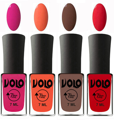 

Volo Ultra Lasting HD Shine Awesome Nail Polish Combo Magnta, Neon Orange, Brown, Redish Orange(Pack of 4)