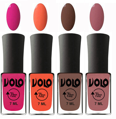 

Volo Ultra Lasting HD Shine Awesome Nail Polish Combo Magnta, Neon Orange, Brown, Chocolate Peach(Pack of 4)
