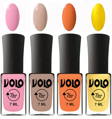 

Volo Ultra Lasting HD Shine Awesome Nail Polish Combo Light Pink, Light Nude, Peach, Metallic Light Golden(Pack of 4)