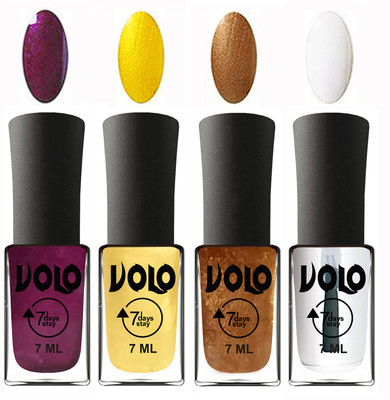 

Volo Ultra Lasting HD Shine Awesome Nail Polish Combo Wine, Metallic Light Golden, Metallic Dark Golden, Top Coat(Pack of 4)