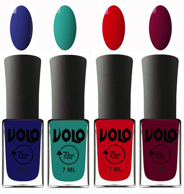 

Volo Ultra Lasting HD Shine Awesome Nail Polish Combo Navy Blue, Radium Green, Blood Red, Wine Maroon(Pack of 4)