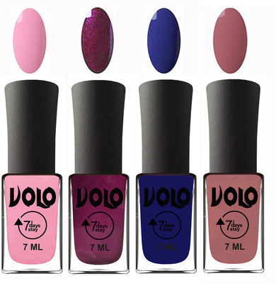 

Volo Ultra Lasting HD Shine Awesome Nail Polish Combo Light Pink, Wine, Navy Blue, Chocolate Peach(Pack of 4)