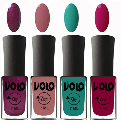 

Volo Ultra Lasting HD Shine Awesome Nail Polish Combo Wine, Chocolate Peach, Radium Green, Magnta(Pack of 4)
