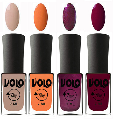 

Volo Ultra Lasting HD Shine Awesome Nail Polish Combo Light Nude, Peach, Wine, Wine Maroon(Pack of 4)