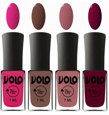 

Volo Ultra Lasting HD Shine Awesome Nail Polish Combo Magnta, Brown, Chocolate Peach, Wine Maroon(Pack of 4)