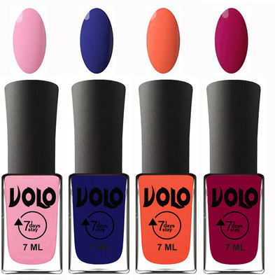 

Volo Ultra Lasting HD Shine Awesome Nail Polish Combo Light Pink, Navy Blue, Neon Orange, Magnta(Pack of 4)