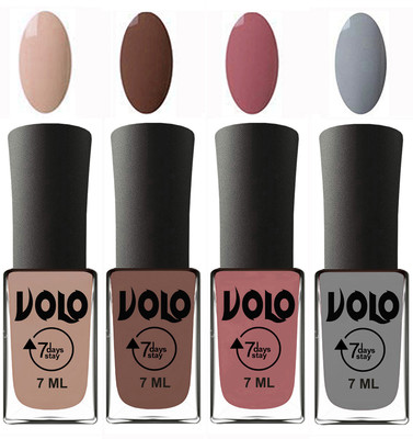 

Volo Ultra Lasting HD Shine Awesome Nail Polish Combo Light Nude, Brown, Chocolate Peach, Light Grey(Pack of 4)