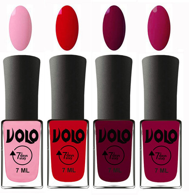 

Volo Ultra Lasting HD Shine Awesome Nail Polish Combo Light Pink, Blood Red, Wine Maroon, Magnta(Pack of 4)