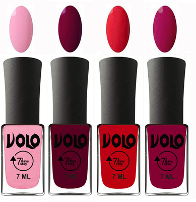 

Volo Ultra Lasting HD Shine Awesome Nail Polish Combo Light Pink, Wine Maroon, Redish Orange, Magnta(Pack of 4)