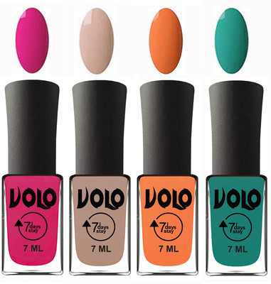 

Volo Ultra Lasting HD Shine Awesome Nail Polish Combo Magnta, Light Nude, Peach, Radium Green(Pack of 4)