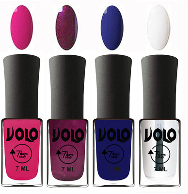 

Volo Ultra Lasting HD Shine Awesome Nail Polish Combo Magnta, Wine, Navy Blue, Top Coat(Pack of 4)