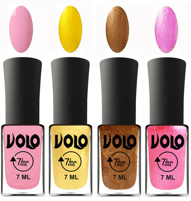 

Volo Ultra Lasting HD Shine Awesome Nail Polish Combo Light Pink, Metallic Light Golden, Metallic Dark Golden, Metallic Pink(Pack of 4)