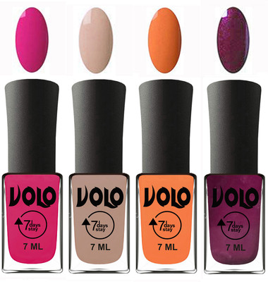 

Volo Ultra Lasting HD Shine Awesome Nail Polish Combo Magnta, Light Nude, Peach, Wine(Pack of 4)