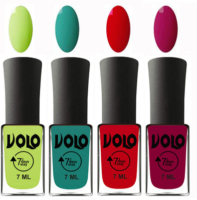 

Volo Ultra Lasting HD Shine Awesome Nail Polish Combo Parrot Green, Radium Green, Blood Red, Magnta(Pack of 4)