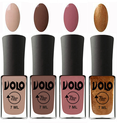 

Volo Ultra Lasting HD Shine Awesome Nail Polish Combo Light Nude, Brown, Chocolate Peach, Metallic Dark Golden(Pack of 4)