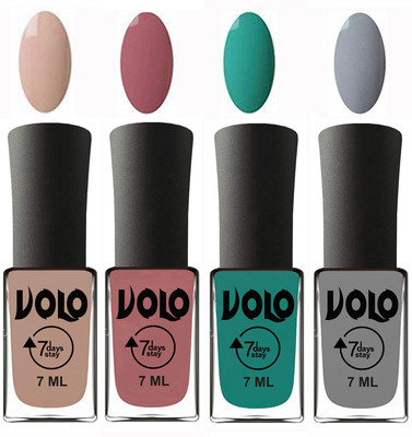 

Volo Ultra Lasting HD Shine Awesome Nail Polish Combo Light Nude, Chocolate Peach, Radium Green, Light Grey(Pack of 4)