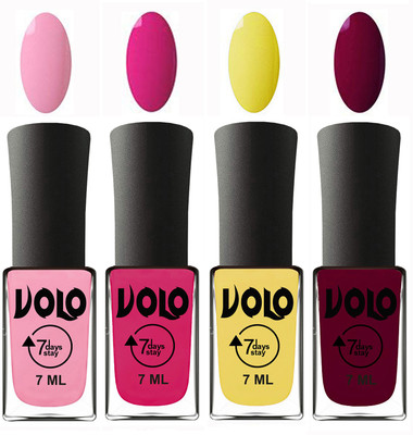 

Volo Ultra Lasting HD Shine Awesome Nail Polish Combo Light Pink, Magnta, Yellow, Wine Maroon(Pack of 4)