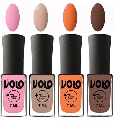 

Volo Ultra Lasting HD Shine Awesome Nail Polish Combo Light Pink, Light Nude, Peach, Brown(Pack of 4)