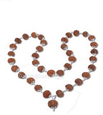 Jaipur Gemstone Shiv Shakti Rudraksh Mala Kawach Silver Plated Wood Chain