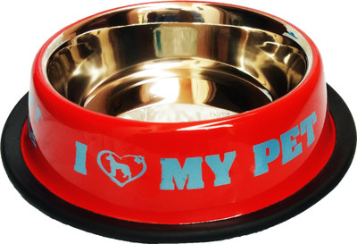 

Petshop7 Stylish - Regular Anti Skid Dog Food Bowl/Dog Bowl (Xtra Small (450ml) Orange Round Stainless Steel Pet Bowl(450 ml Red)