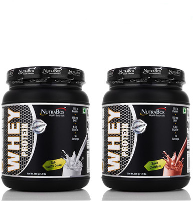 

Nutrabox DHA & MCT Enriched Pre / Post Workout Gym Supplement 100% Whey Protein(1000 g, vanilla, Chocolate)