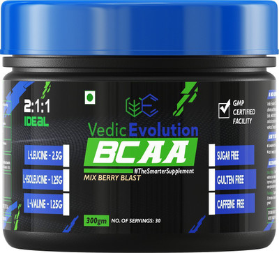 

Vedic Evolution BCAA -300g, 30 Servings,2:1:1 Ideal Ratio of Amino Acid, (Flavour Mix Berry Blast) BCAA(300 g, Mix Berry Blast)