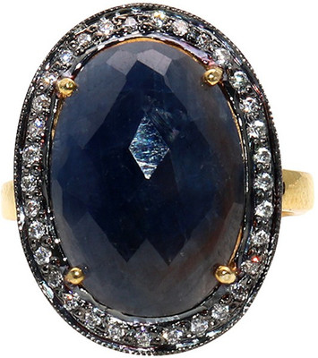 

The Sparkle Story Cubic Zircon Stone Sapphire Gold-plated Plated Ring, Blue