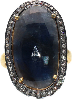 

The Sparkle Story Cubic Zircon Stone Sapphire Gold-plated Plated Ring, Blue