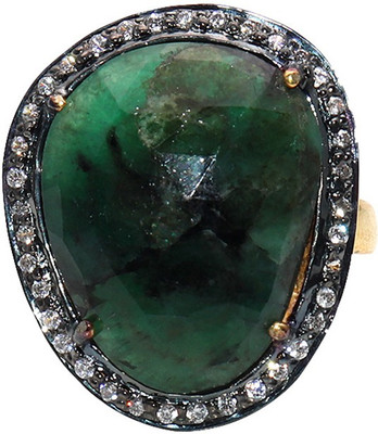 

The Sparkle Story Cubic Zircon Stone Sapphire Gold-plated Plated Ring, Green