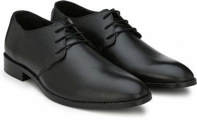 

LUFUNDER LUFUNDER MENS BLACK LEATHER FORMAL LACE-UP HAND-MADE TUNIT SOLE DERBY SHOES Lace Up For Men(Black