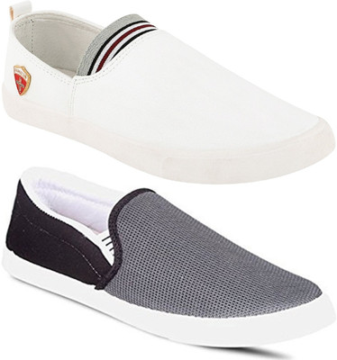 

Clymb Combo Pack Of 2 Loafers Slip On Sneakers For Men(White, Multicolor