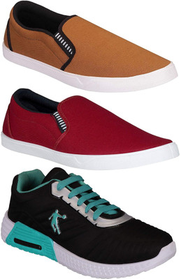 

Chevit Combo Pack of 3 Casual & Sports Shoes (Loafers Shoes) Casuals For Men(Multicolor, Tan;black & maroon