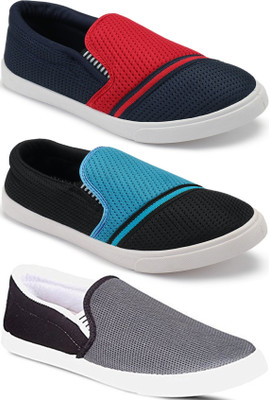 

Clymb Combo Pack Of 3 Colored Trendy Loafers Slip On Sneakers For Men(Red, Blue, Multicolor