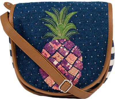 

VASA Women Casual Blue Cotton Sling Bag