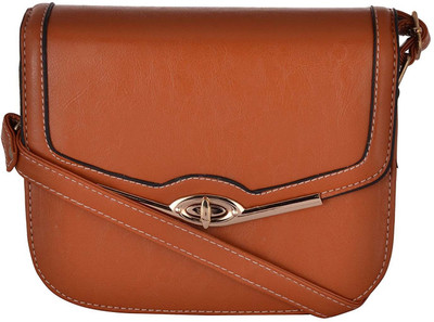 

Young & Forever Women Casual Brown Metal, Genuine Leather, Nylon, PU Sling Bag