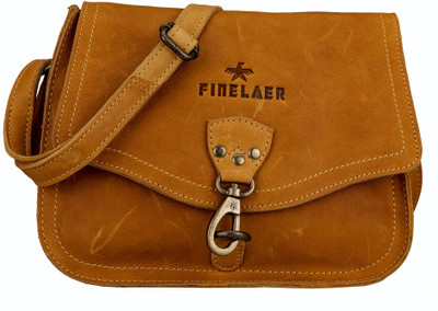 

FINELAER Women Casual Brown Genuine Leather Sling Bag