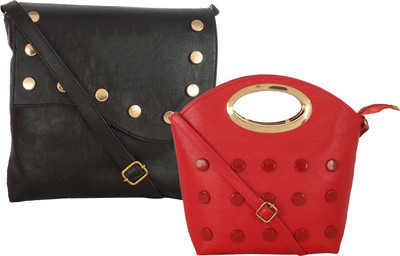 

Fillin Cart Women Evening/Party, Casual Black, Red PU Sling Bag