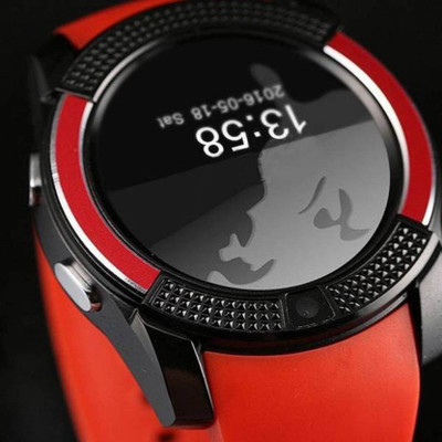 

Suroskie V8 Bluetooth Smartwatch With Sim & TF Card Support Smartwatch(Red Strap Free Size)